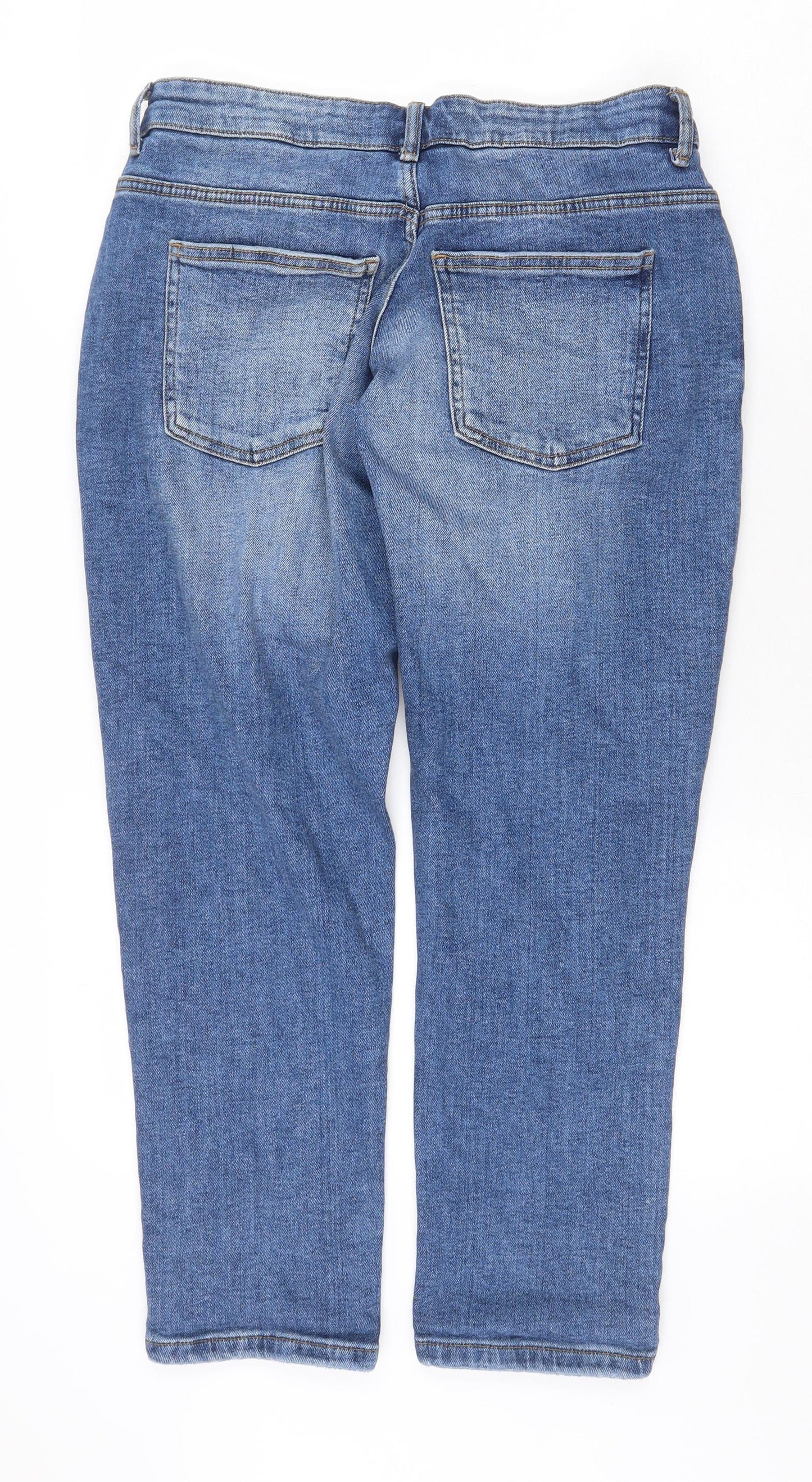 Denim & Co. Womens Blue Cotton Straight Jeans Size 10 Regular Zip