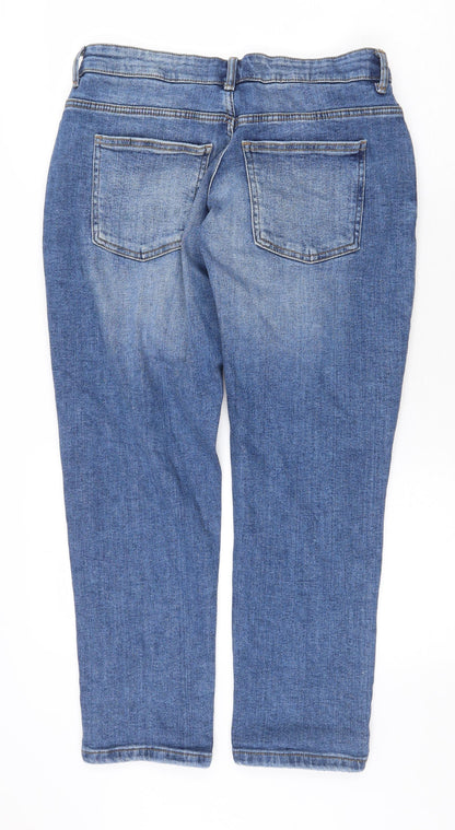 Denim & Co. Womens Blue Cotton Straight Jeans Size 10 Regular Zip