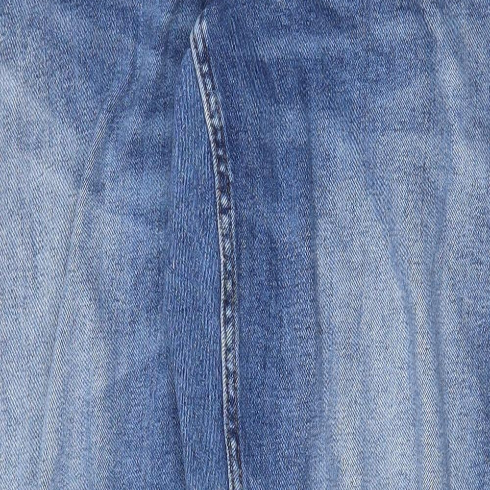 Denim & Co. Womens Blue Cotton Straight Jeans Size 10 Regular Zip