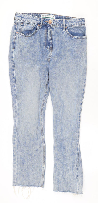 NEXT Womens Blue Cotton Straight Jeans Size 8 Regular Zip