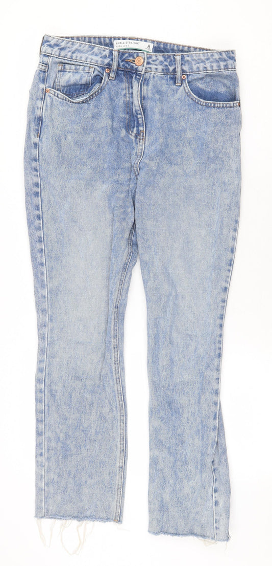 NEXT Womens Blue Cotton Straight Jeans Size 8 Regular Zip