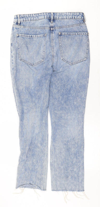 NEXT Womens Blue Cotton Straight Jeans Size 8 Regular Zip