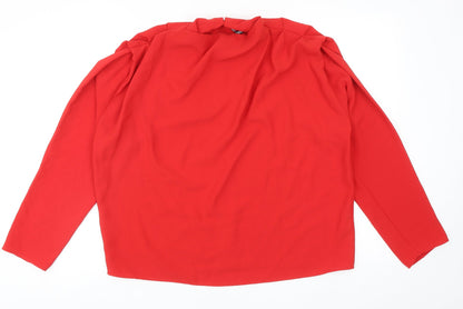 Womens UK Size L Zara Red Basic Blouse