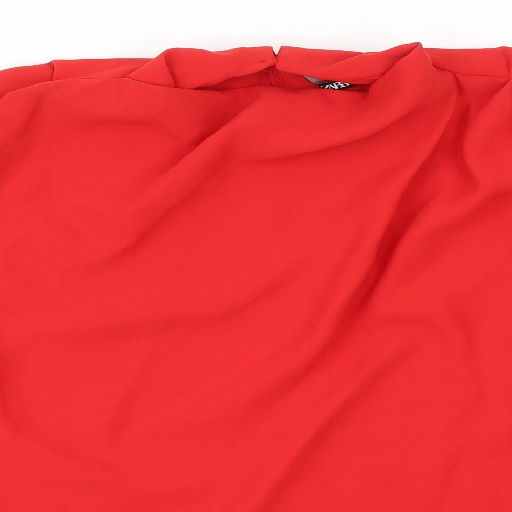 Womens UK Size L Zara Red Basic Blouse