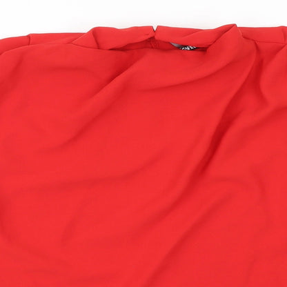 Womens UK Size L Zara Red Basic Blouse
