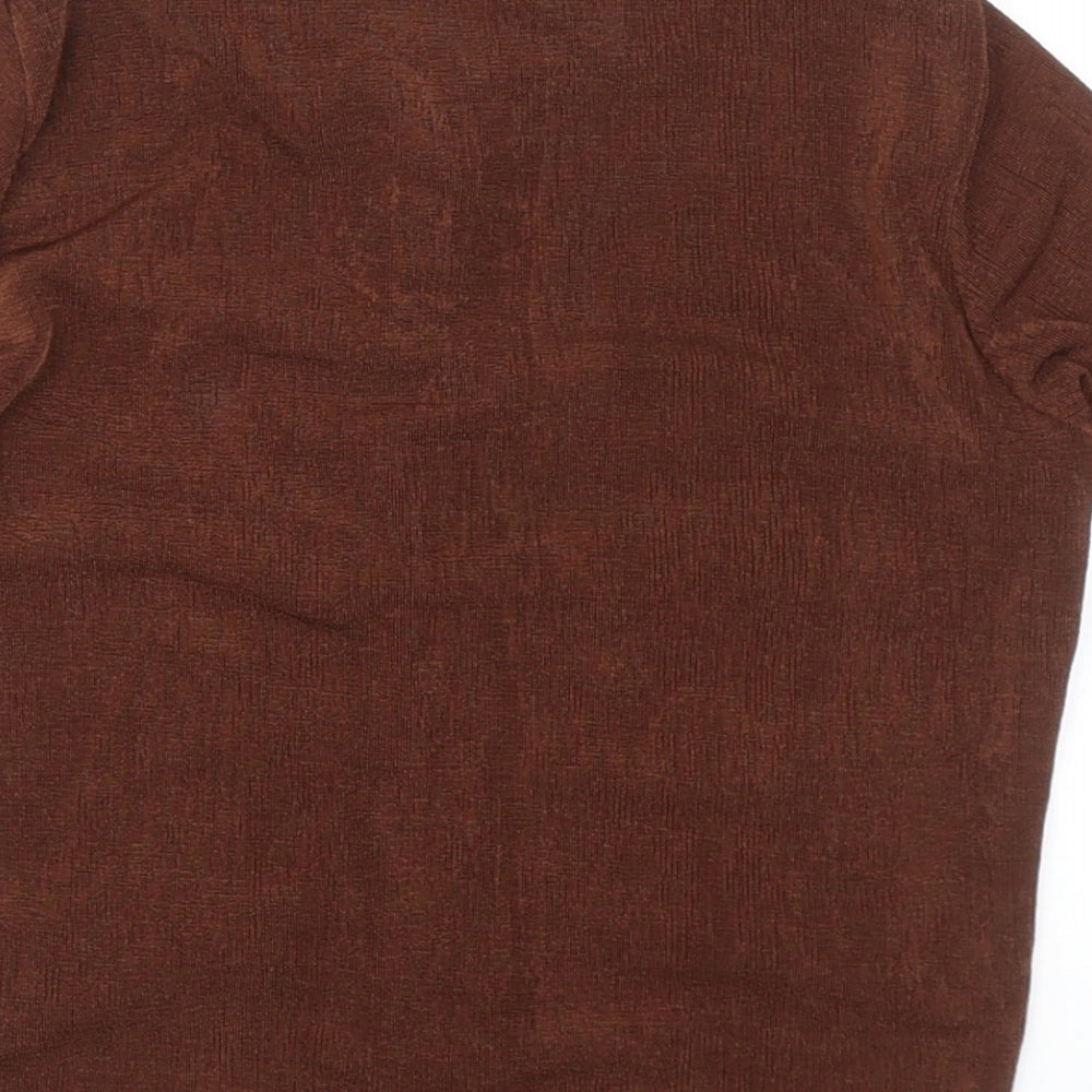 Womens UK Size 8 PRETTYLITTLETHING Brown Cropped Button-Up