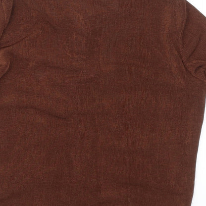 Womens UK Size 8 PRETTYLITTLETHING Brown Cropped Button-Up