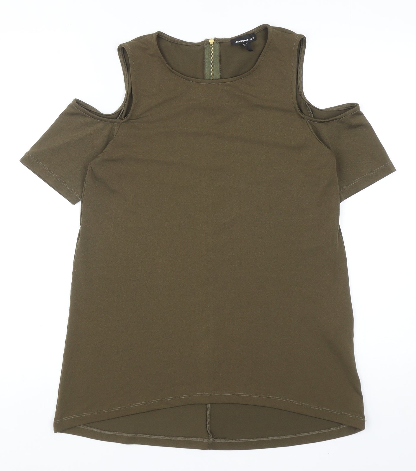 Womens UK Size 10 Warehouse Green Basic T-Shirt