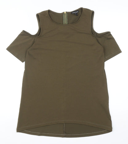 Womens UK Size 10 Warehouse Green Basic T-Shirt