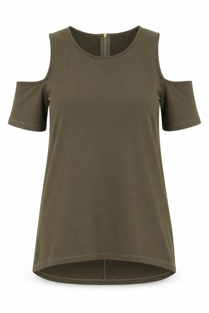 Womens UK Size 10 Warehouse Green Basic T-Shirt