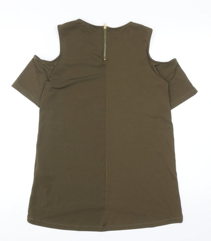 Womens UK Size 10 Warehouse Green Basic T-Shirt