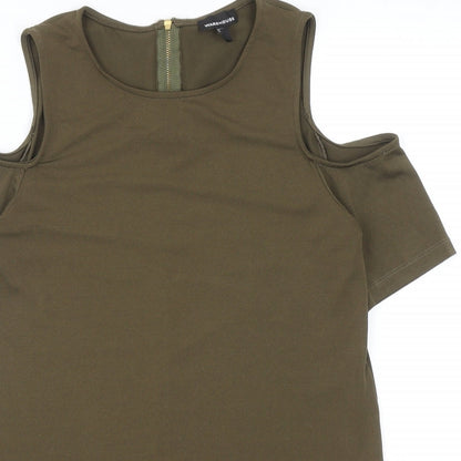 Womens UK Size 10 Warehouse Green Basic T-Shirt