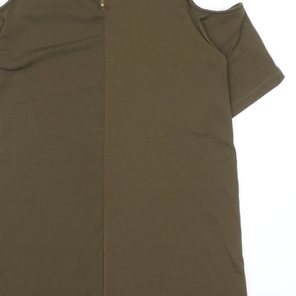 Womens UK Size 10 Warehouse Green Basic T-Shirt
