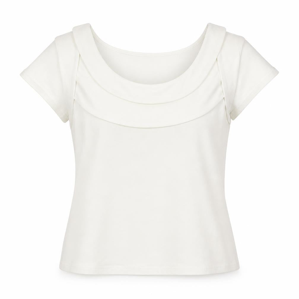 Womens UK Size 14 Minuet Ivory Basic T-Shirt
