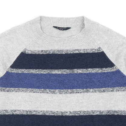 Denver Hayes Womens Grey Round Neck Striped Cotton Pullover Jumper Size M