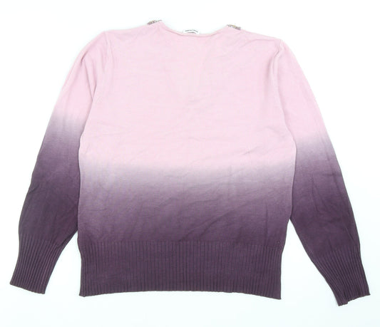 Gerry Weber Womens Purple V-Neck Viscose Pullover Jumper Size 14