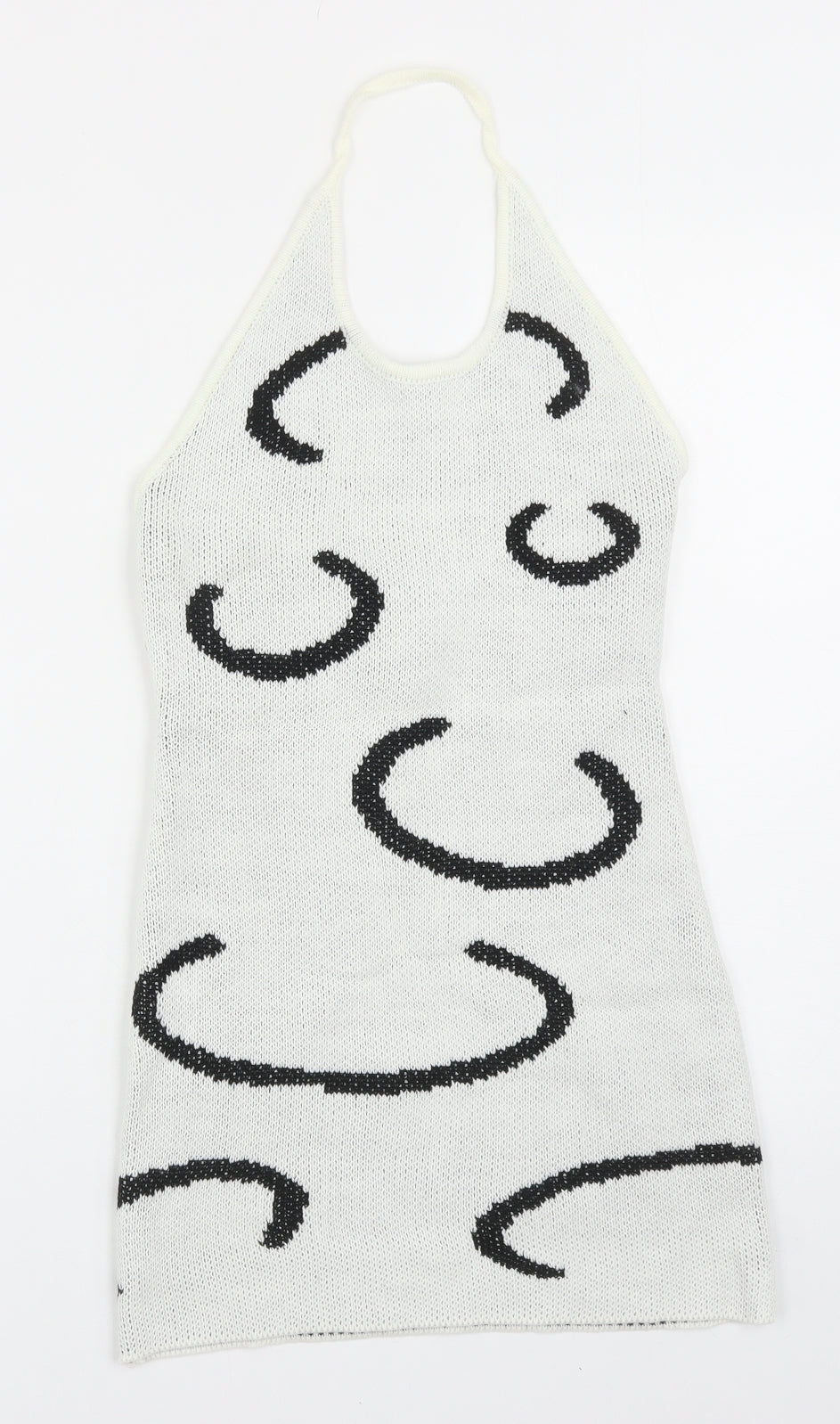 SheIn Womens Grey Geometric Acrylic Bodycon Size S Halter Pullover