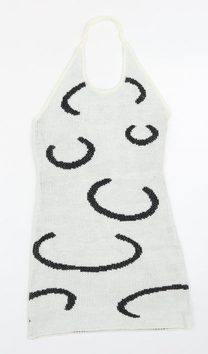 SheIn Womens Grey Geometric Acrylic Bodycon Size S Halter Pullover