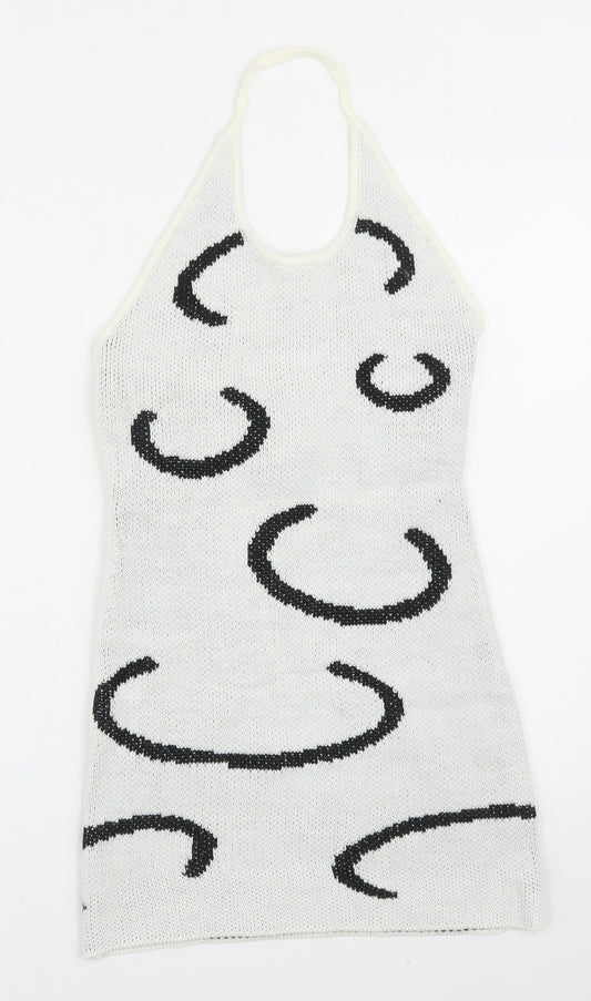 SheIn Womens Grey Geometric Acrylic Bodycon Size S Halter Pullover