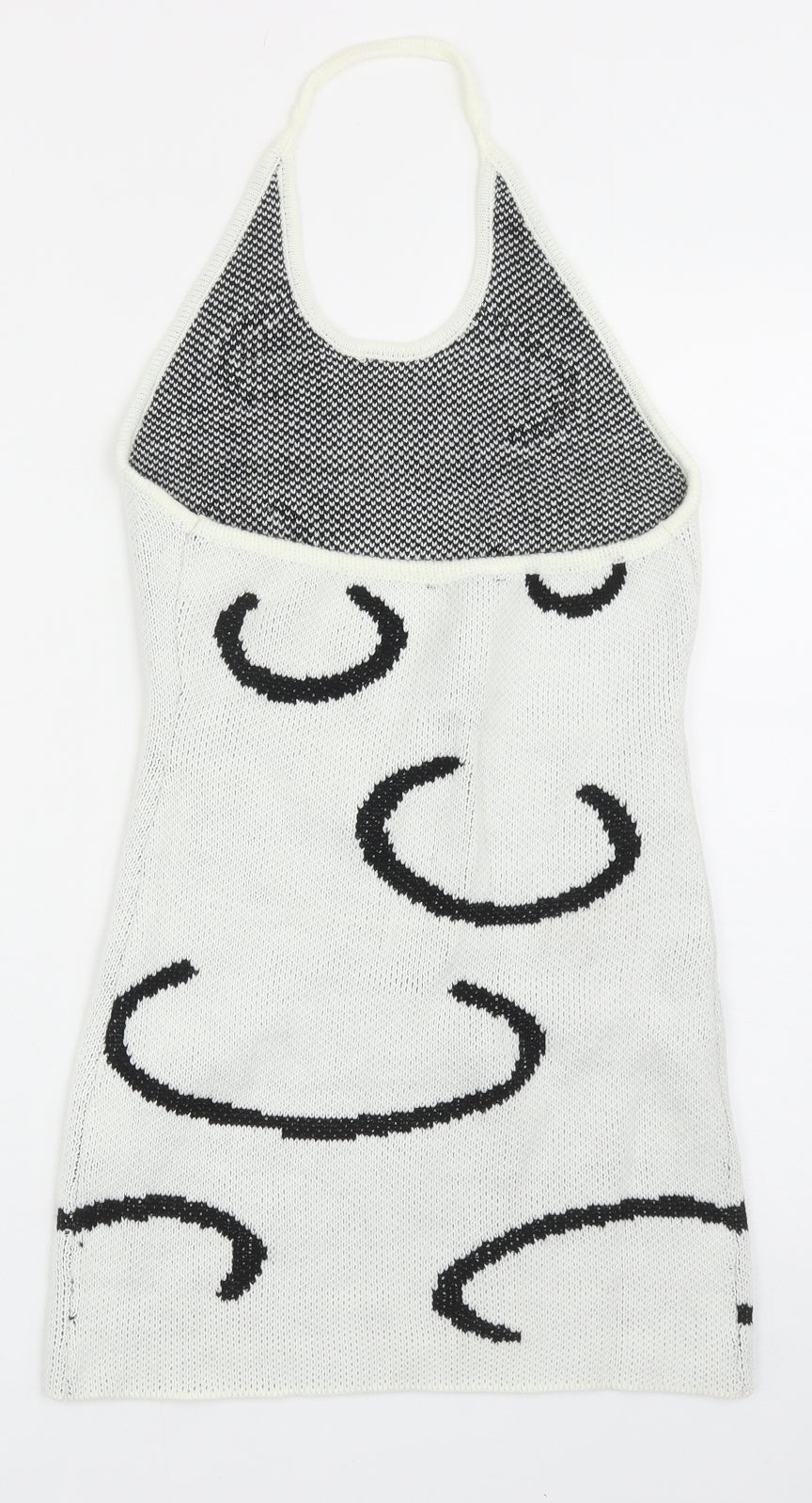 SheIn Womens Grey Geometric Acrylic Bodycon Size S Halter Pullover