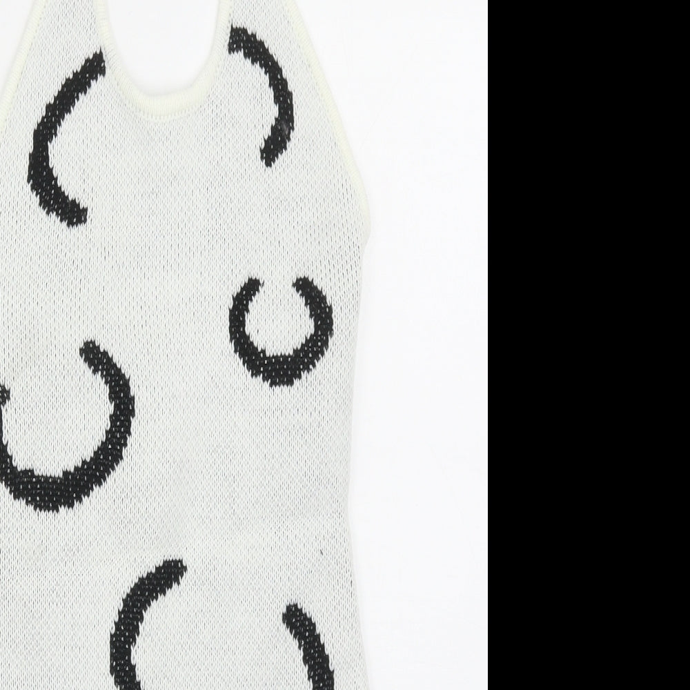 SheIn Womens Grey Geometric Acrylic Bodycon Size S Halter Pullover