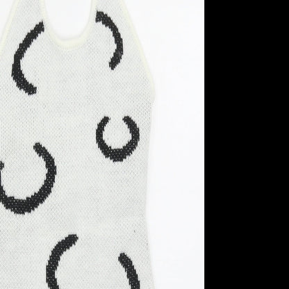 SheIn Womens Grey Geometric Acrylic Bodycon Size S Halter Pullover