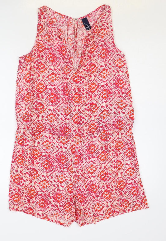 Gap Womens Pink Geometric Polyester Playsuit One-Piece Size S Hook & Eye