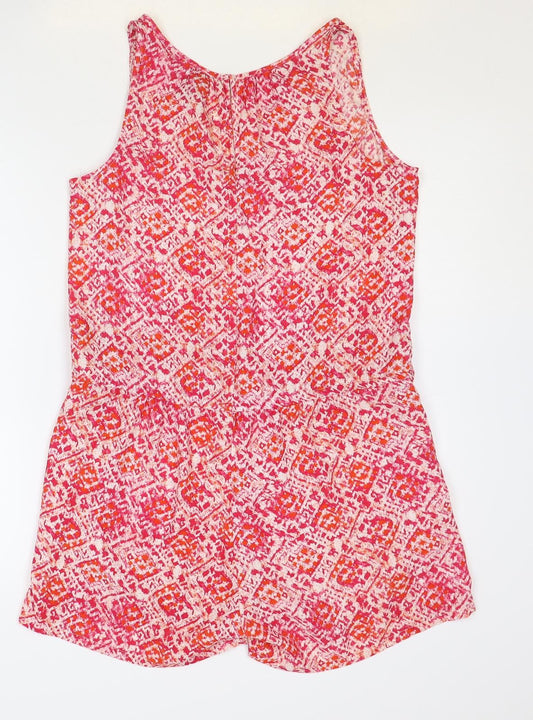Gap Womens Pink Geometric Polyester Playsuit One-Piece Size S Hook & Eye