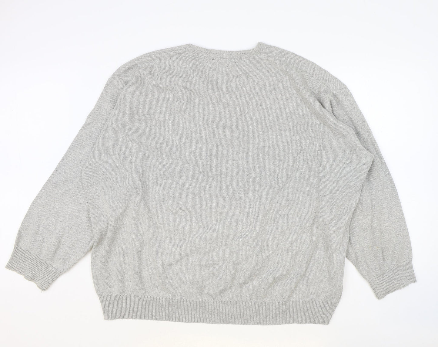 HERO Womens Grey V-Neck Cotton Pullover Jumper Size 3XL