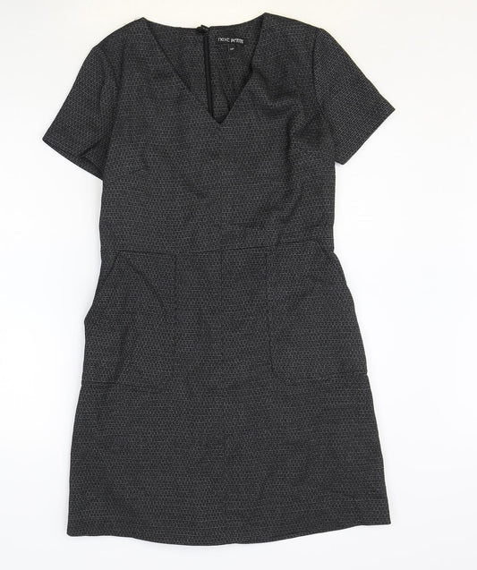 NEXT Womens Grey Polyester A-Line Size 10 V-Neck Zip