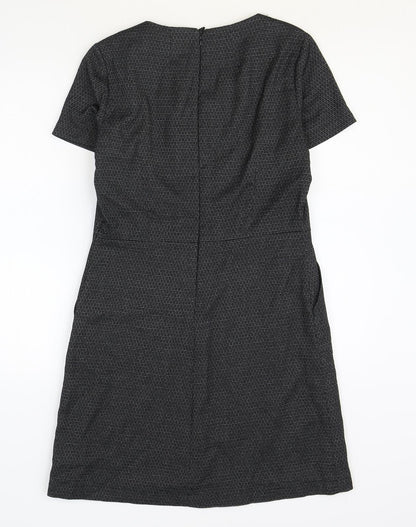 NEXT Womens Grey Polyester A-Line Size 10 V-Neck Zip