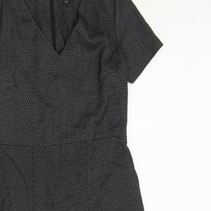 NEXT Womens Grey Polyester A-Line Size 10 V-Neck Zip