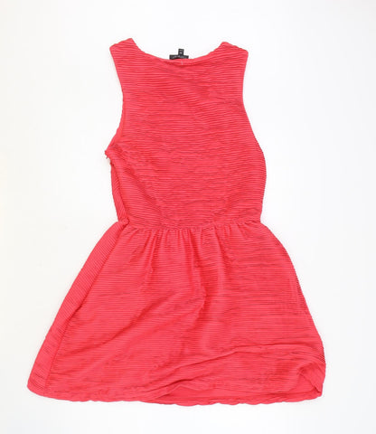 Topshop Womens Pink Polyester Fit & Flare Size 14 Boat Neck Zip