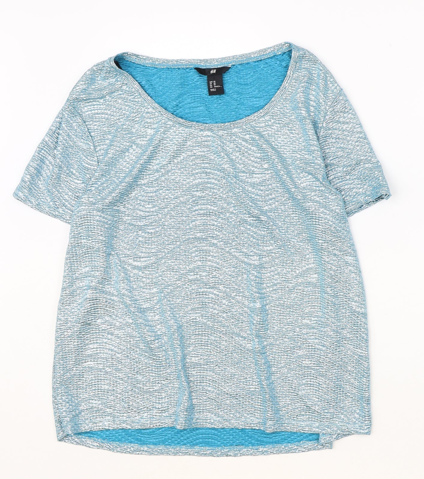 Womens UK Size XS H&M Blue Basic T-Shirt