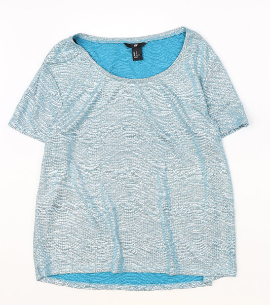 Womens UK Size XS H&M Blue Basic T-Shirt