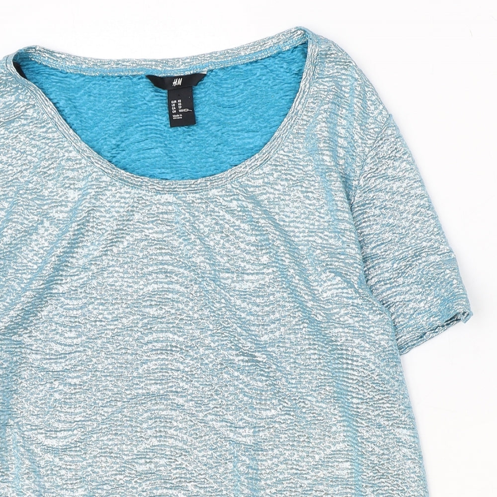 Womens UK Size XS H&M Blue Basic T-Shirt
