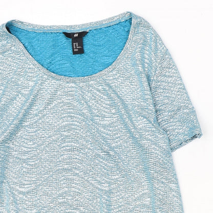 Womens UK Size XS H&M Blue Basic T-Shirt