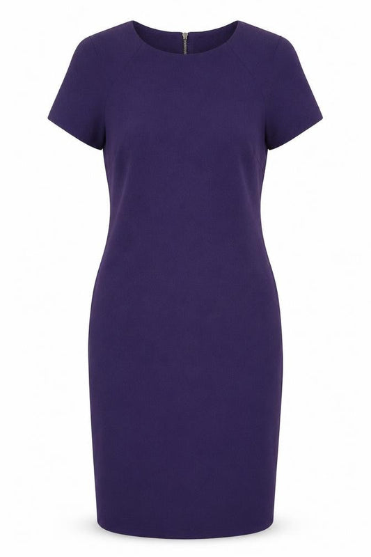 M&Co Womens Blue Polyester Pencil Dress Size 10 Boat Neck Zip