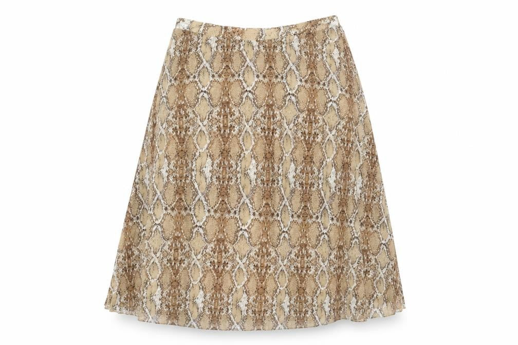 Marks and Spencer Womens Brown Animal Print Polyester Straight & Pencil Skirt Size 10 - Snakeskin Pattern