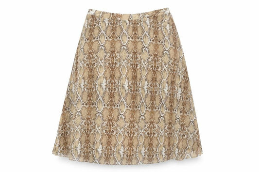 Marks and Spencer Womens Brown Animal Print Polyester Straight & Pencil Skirt Size 10 - Snakeskin Pattern