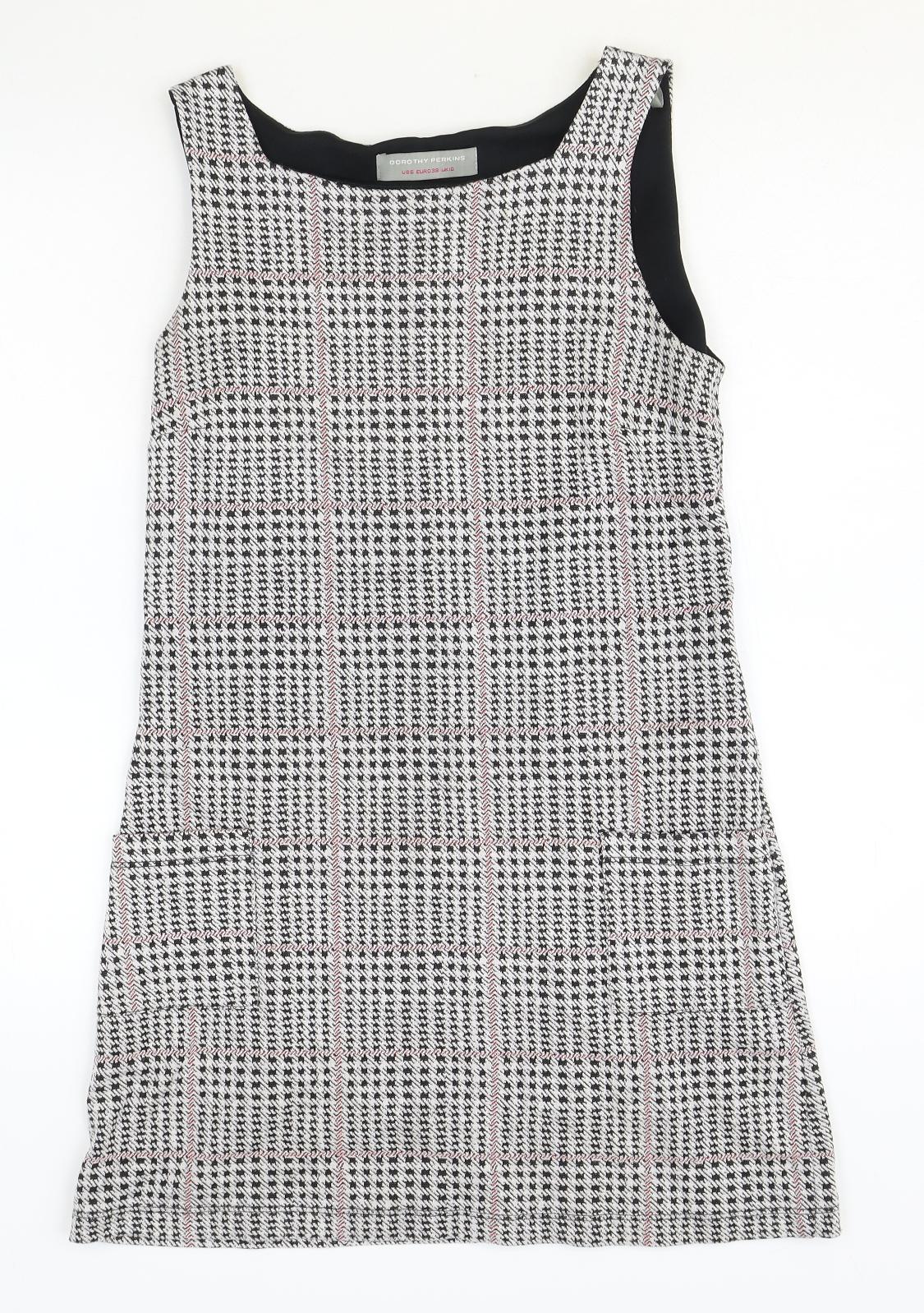 Dorothy Perkins Womens Multicoloured Plaid Polyester A-Line Size 10 Square Neck Pullover