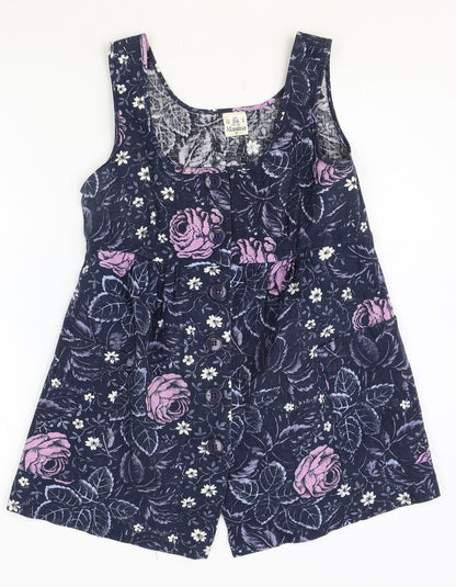 Mamina Womens Black Geometric Polyester Basic Tank Size 10 Round Neck