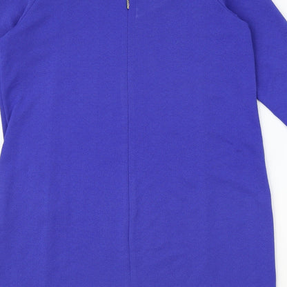 Marks and Spencer Womens Blue Polyester A-Line Size 14 Round Neck Zip