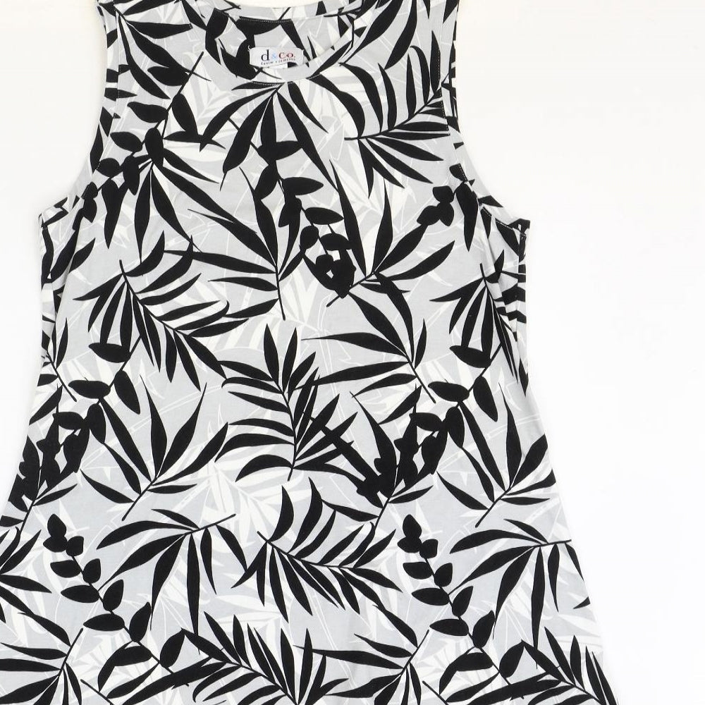 D&Co. Womens Grey Floral Cotton Trapeze & Swing Size M Round Neck Pullover