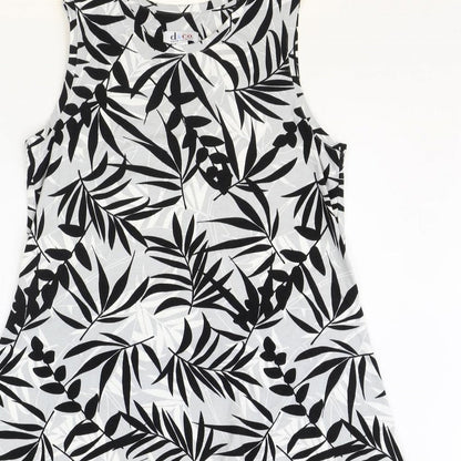 D&Co. Womens Grey Floral Cotton Trapeze & Swing Size M Round Neck Pullover