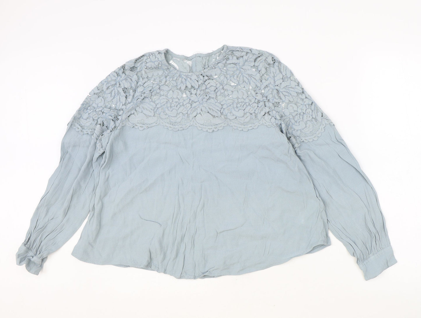 Womens UK Size 12 H&M Blue Basic Blouse