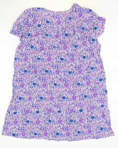 Grace & Mila Womens Purple Floral Viscose A-Line Size M V-Neck Pullover