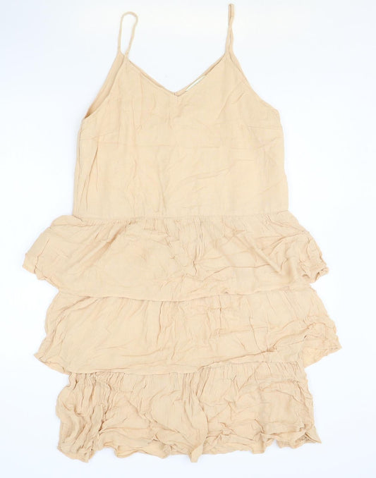 River Island Womens Pink Polyester Slip Dress Size 8 V-Neck Pullover