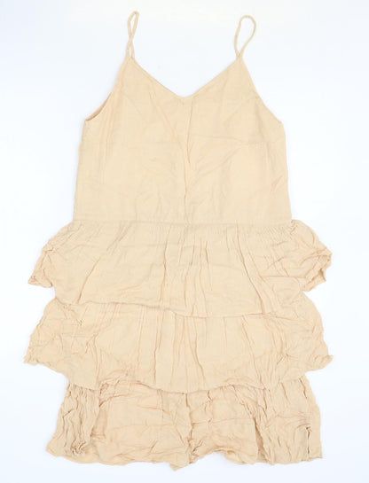 River Island Womens Pink Polyester Slip Dress Size 8 V-Neck Pullover