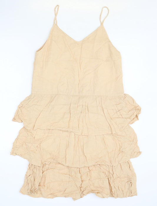 River Island Womens Pink Polyester Slip Dress Size 8 V-Neck Pullover